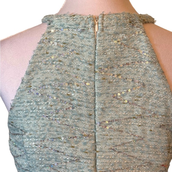 Aqua Blue Sequin Metallic Tweed Dress Small - Picture 6 of 11